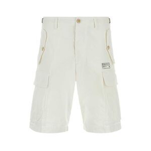 Dsquared Men White Stretch Cotton Utility Bermuda Shorts